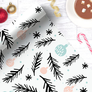 Papier Cadeau Branches de pin modernes chic Noël Fêtes
