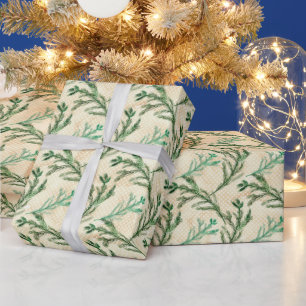 Papier Cadeau Branches de pin vert Noël
