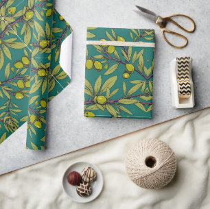 Papier Cadeau Branches d'olivier Free Palestine floral & botaniq