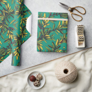 Papier Cadeau Branches d'olivier Free Palestine floral & botaniq