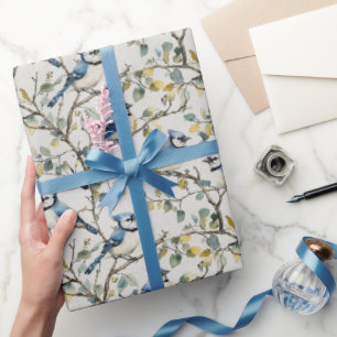 Papier Cadeau Branches et fleurs d'oiseaux Blue Jays