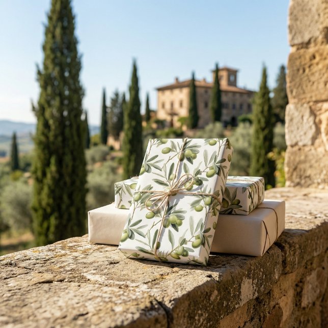 Papier Cadeau Branches Plantes d'olivier : Conception inspirée d (Créateur téléchargé)