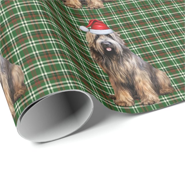 Papier Cadeau Briard Shepherd Chien Drôle Vacances Plaid Noël (Coin rond)