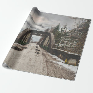 PAPIER CADEAU BRIDE ARCHE EN BÉTON GRIS PRÈS DE L'ARBRE SANS FEU