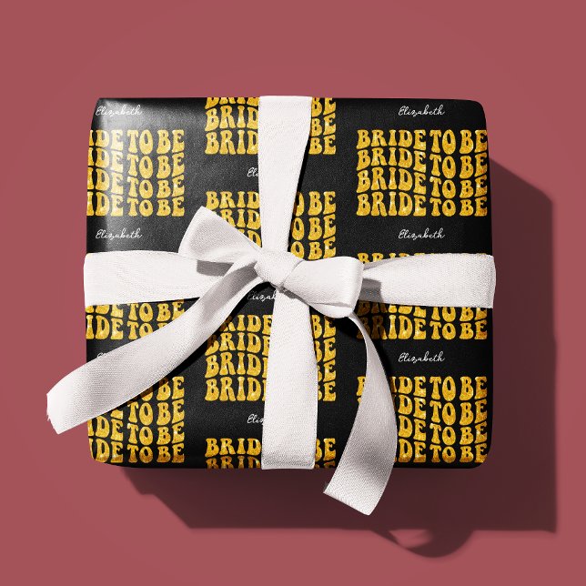 Papier Cadeau Bride pour être Gold Parties scintillant Texte ave (Créateur téléchargé)