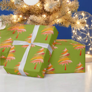 Papier Cadeau Bright Colorful Whimsical Motif d'arbre de Noël