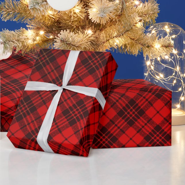 Papier Cadeau Bright Elegant rouge Noël tartan (Vacances)