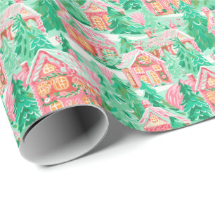Papier Cadeau Bright Palm Beach Gingpain de Noël Maisons