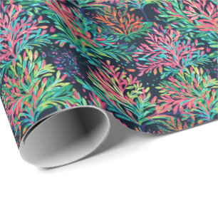 Papier Cadeau Bright Palm Beach Noël Floral Aquarelle