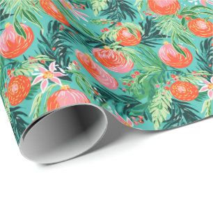 Papier Cadeau Bright Palm Beach Ornement de Noël Aquarelle