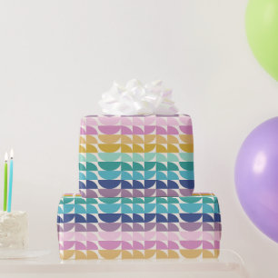 Papier Cadeau Bright Pastel Rainbow Formes géométriques Motif 