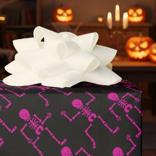 Papier Cadeau Bright Pink Happy Dancing Skeletons Horreur Motif