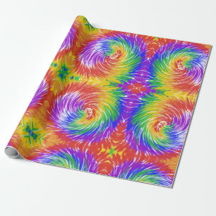 Papier Cadeau Bright Rainbow Tie Dye Swirl