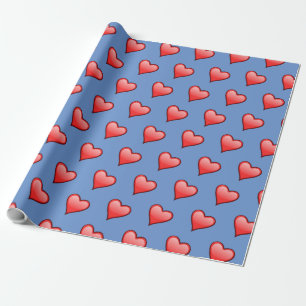 Papier Cadeau Bright Red Heart Bleu Arrière - plan boîte de livr
