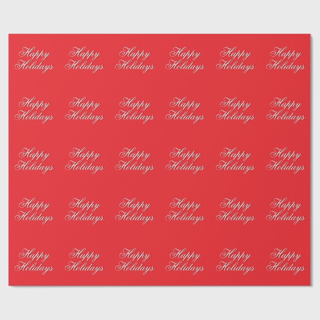 Papier Cadeau Bright Red Plain Elegant Happy Holidays Message (Plat)
