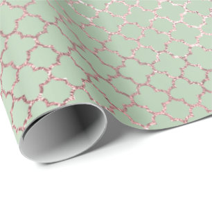 Papier Cadeau Brillant nuptiale de rose de Quatrefoil de rose de