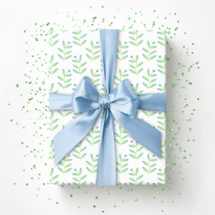 Papier Cadeau Brin de baie en ardoise et vert