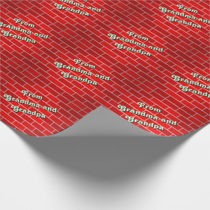 Papier Cadeau Brique rouge Noël personnalisé