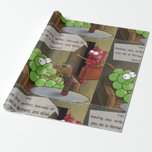 Papier Cadeau Brise de raisin Drôle Nourriture, Vin & Mariage Co