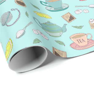 Papier Cadeau British Teatime Teatime Teatime Teapots Motif