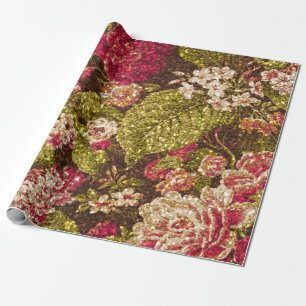 Papier Cadeau Brocard floral d'effet d'étincelle