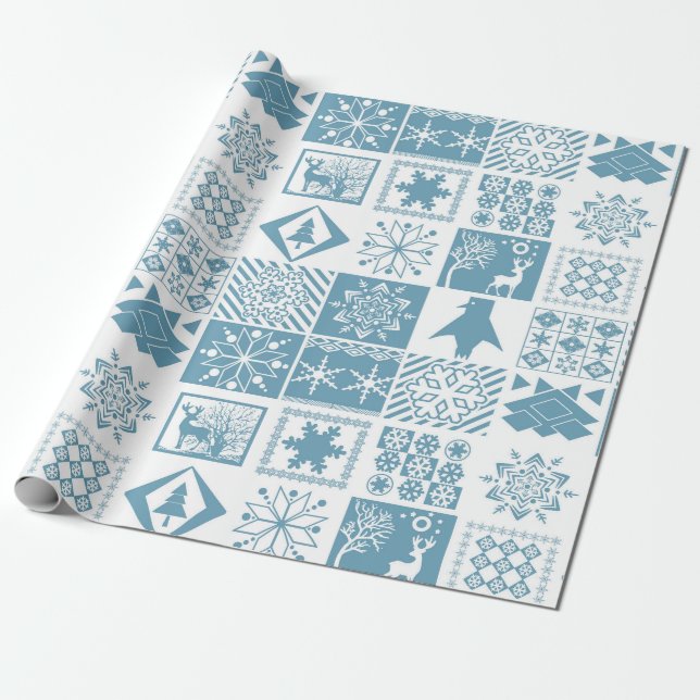 Papier Cadeau Brochure en patchwork hivernal de Noël (Déroulé)