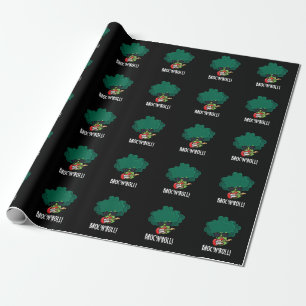 Papier Cadeau Brock n Roll Funny Veggie Brocoli Pun Dark BG