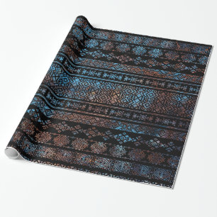 Papier Cadeau Bronze et rouille Pat tribal péruvien aztèque