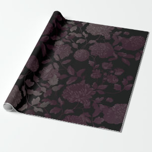 Papier Cadeau Bronze rose Noir Toile Florale Vintage moderne