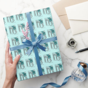 Papier Cadeau Brooklyn Bridge NYC Blue Christmas Hanoukka