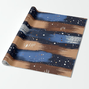 Papier Cadeau Brosses Abstraites en bleu, blanc et Brown (3)