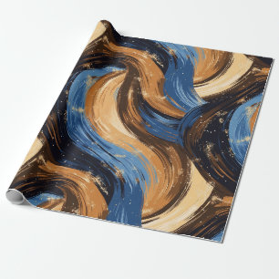 Papier Cadeau Brosses Abstraites en bleu et Brown