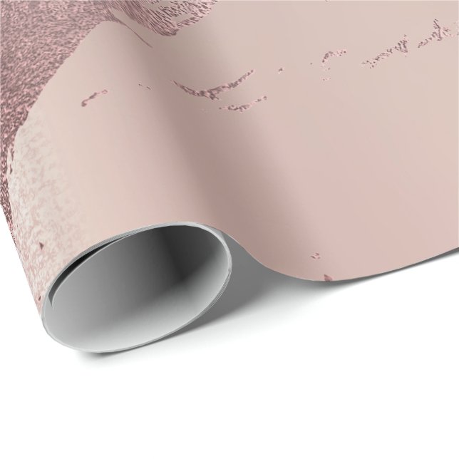 Papier Cadeau Brosses en pierre de marbre Abstrait rose Gold Gru (Coin rond)