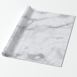 Papier Cadeau Brosses en pierre de marbre gris-blanc argenté