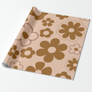 Papier Cadeau Brown Automne Retro Y2K Hippie Flower Motif