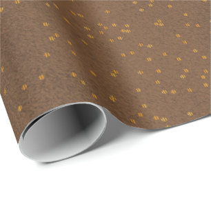Papier Cadeau Brown avec des points Confetti Gold