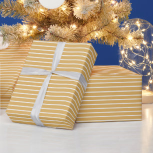 Papier Cadeau Brown & Blanc Stripes Élégant cadeau français mode