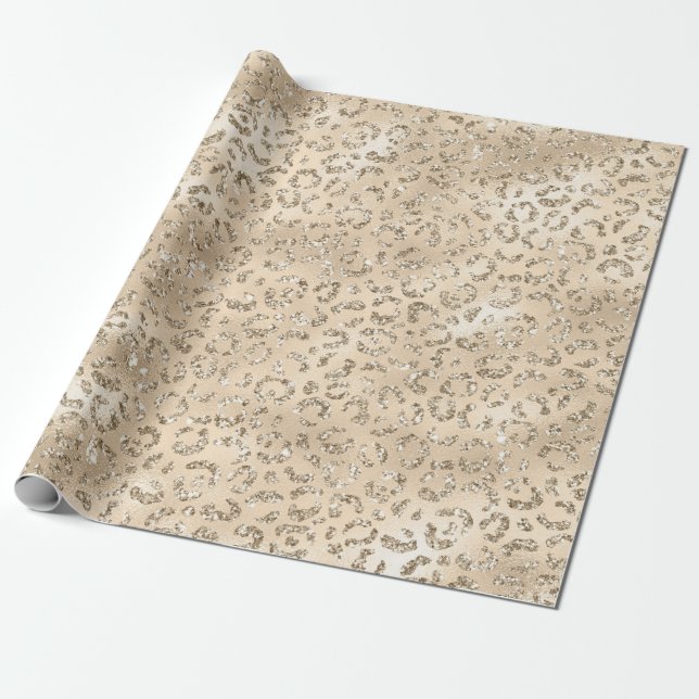Papier Cadeau Brown Cheetah Leopard Skin Imprimer Motif Animal (Déroulé)
