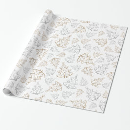 Papier Cadeau Brown et Argent Elegant Arbres de Noël Motif