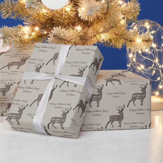 Papier Cadeau Brown et Caramel Rustique Deer Buck Message person (Vacances)