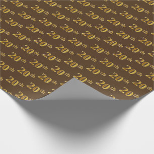 Papier Cadeau Brown, Faux Gold 20th (Vingtième) Event