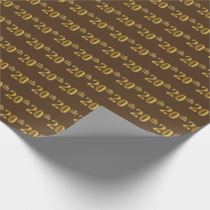 Papier Cadeau Brown, Faux Gold 20th (Vingtième) Event