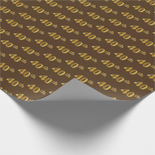 Papier Cadeau Brown, Faux Gold 40th (Quarantième)