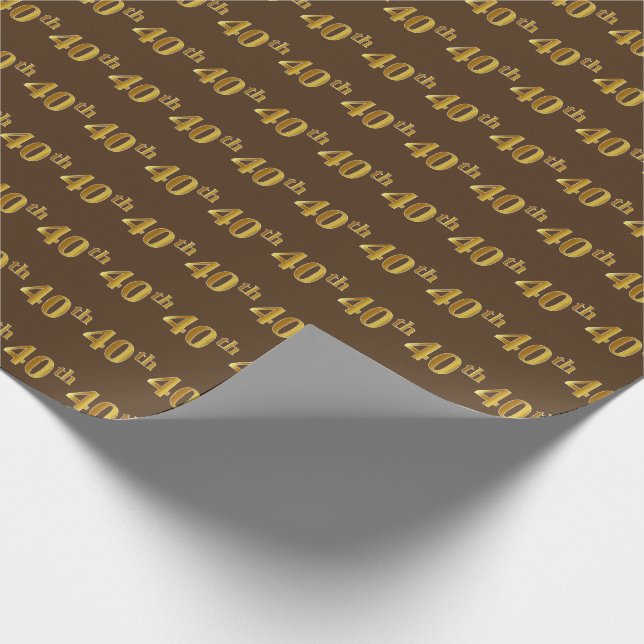 Papier Cadeau Brown, Faux Gold 40th (Quarantième) (Coin)