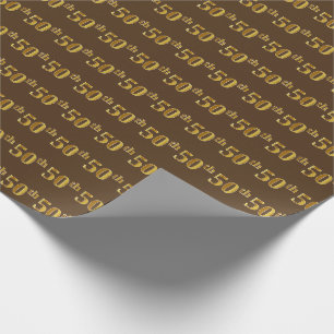 Papier Cadeau Brown, Faux Gold 50th (Cinquantième) Event