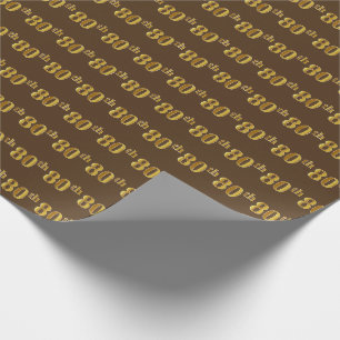 Papier Cadeau Brown, Faux Gold 80th (Eighantième) Event