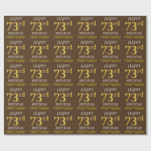 Papier Cadeau Brown, Faux Gold "HAPPY 73rd BIRTHDAY"