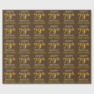 Papier Cadeau Brown, Faux Gold "HAPPY 79th BIRTHDAY"