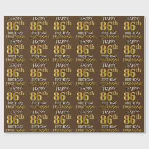 Papier Cadeau Brown, Faux Gold "HAPPY 86th BIRTHDAY"
