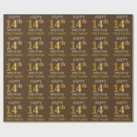 Brown, Faux Gold "HEUREUX 14ème anniversaire"